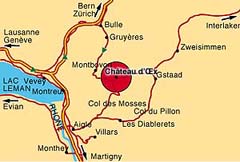 Chateau d'Oex - výřez mapy Švýcarska